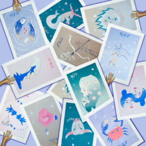 Carte signe astrologique risographie numérotée et signée