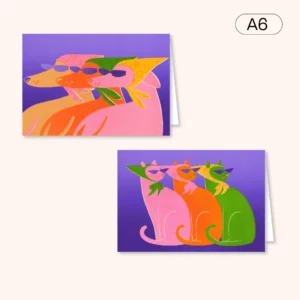 Carte postale illustrée A6 double + enveloppe