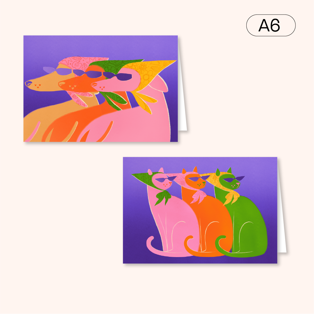 Carte postale illustrée A6 double + enveloppe